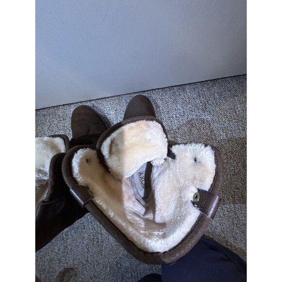 Roxy Bruna Fold Over Fuzzy Combat Boots Chocolate brown 8.5 - Picture 8 of 16